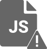 This is an icon of a JS file with a warning icon overlapping