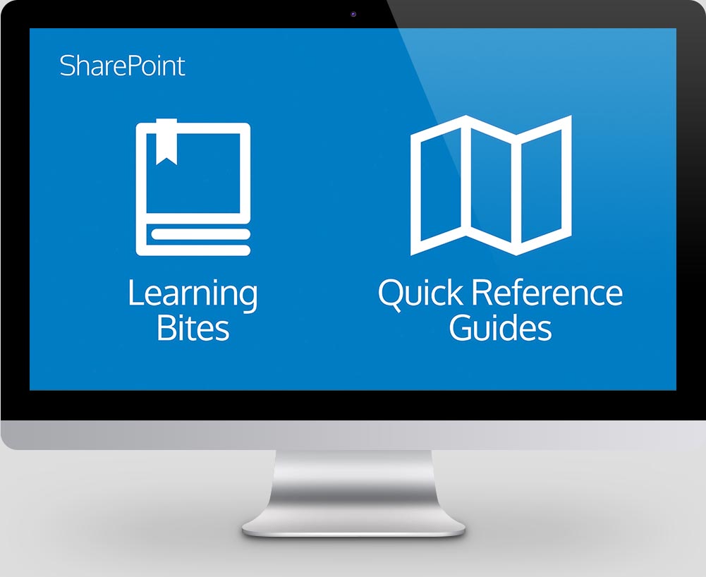 Computer with quick reference guides displayed on screen